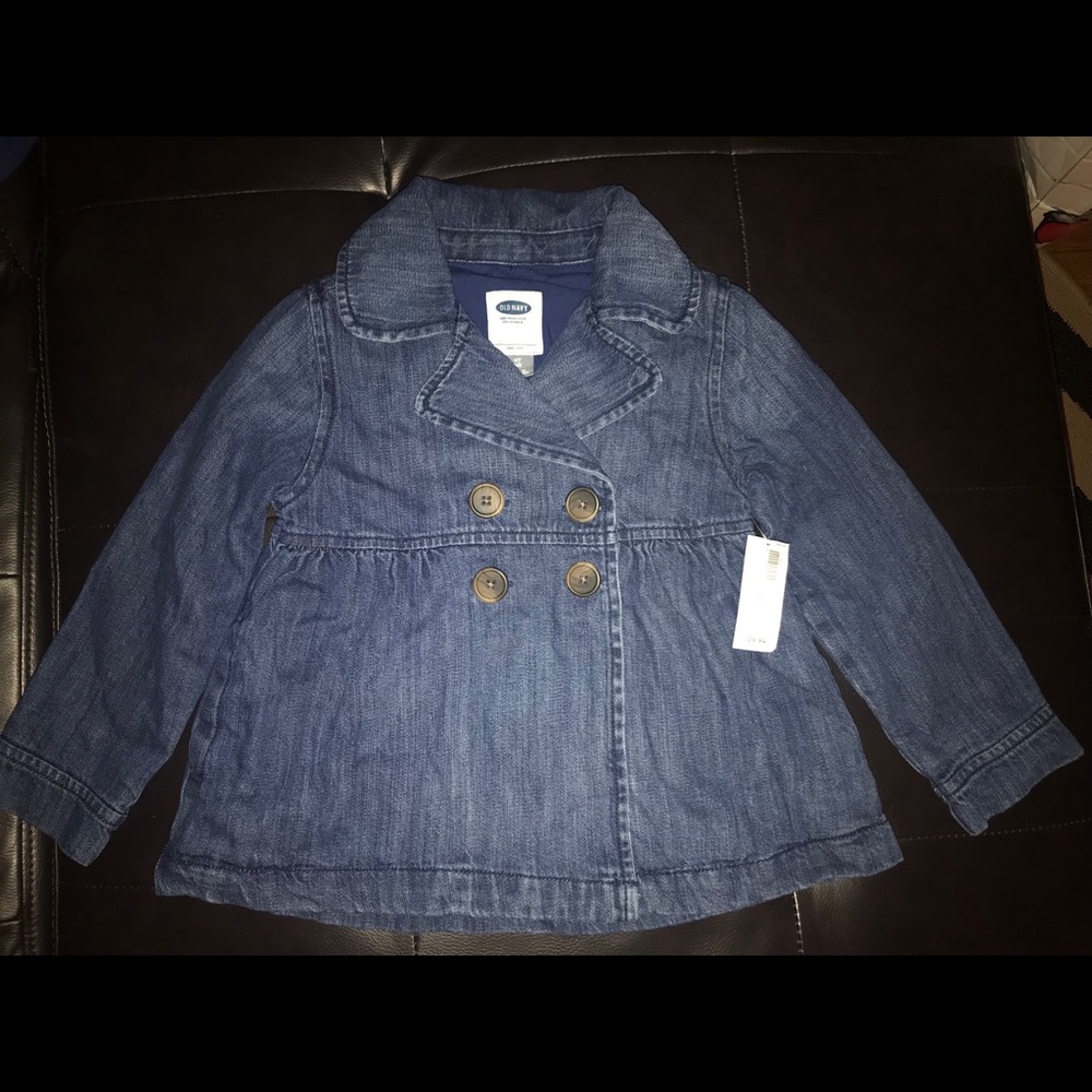 Old Navy Denim Double-Breasted Jacket Girls 4T